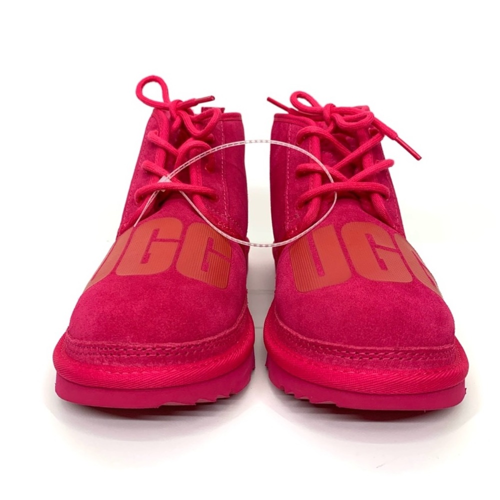 Ugg Neumel Hot Pink Lace Up Wool Lined Chukka Boots Size 6 Big Girl New - Picture 2 of 16